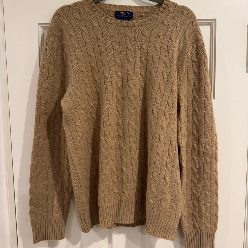 Polo by Ralph Lauren Women’s Cashmere Tan Cable Knit Sweater